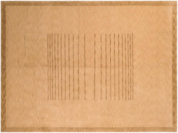 handmade Modern Art Deco Tan Green Hand Knotted RECTANGLE 100% WOOL area rug 6x9